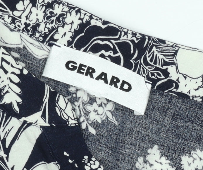 Gerard Womens Black Floral Tunic Blouse Size 12 Viscose 3/4 Sleeve