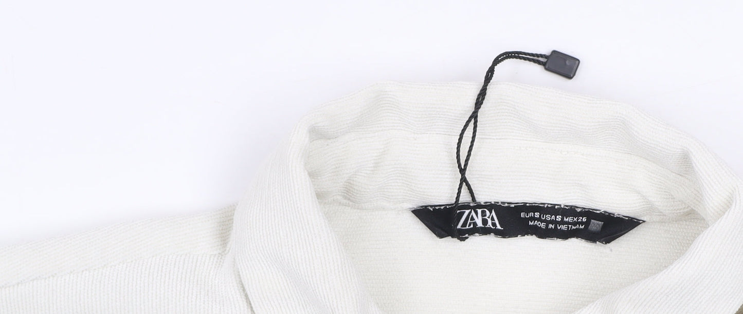 Zara Men’s White Long Sleeve Button-Up Shirt Size S Regular Fit