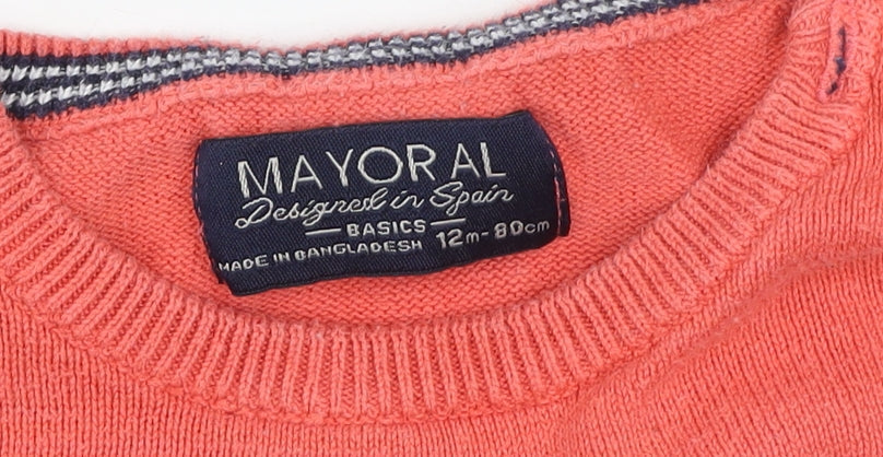 Mayoral Unisex Baby Pink Cotton Knit Pullover Jumper 12-18 Months
