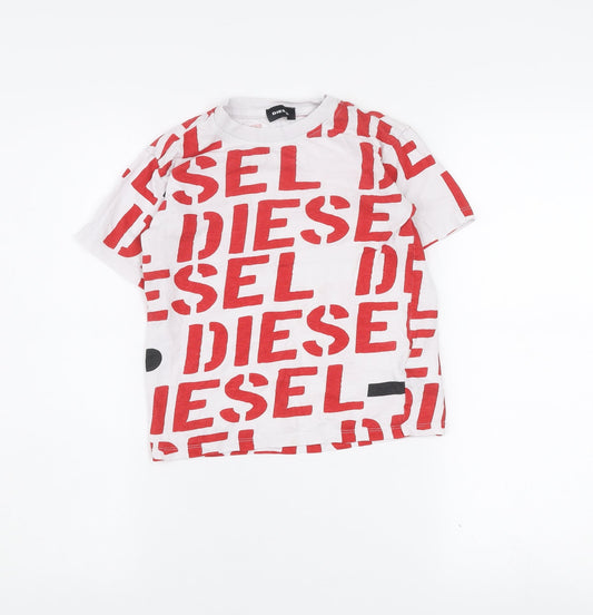 Boys UK Size 8 Years Diesel White Basic T-Shirt