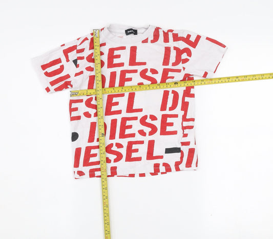 Boys UK Size 8 Years Diesel White Basic T-Shirt