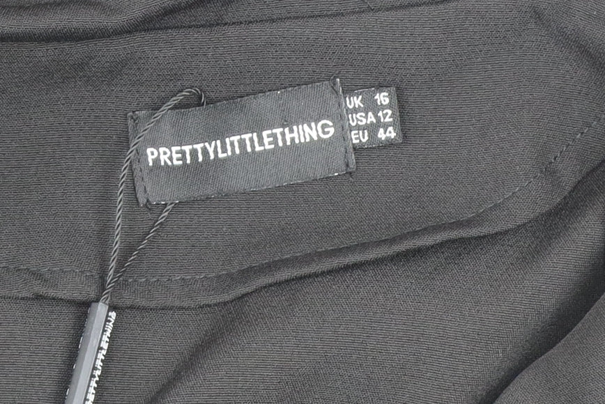 PrettyLittleThing Women Black Size 16 Jacket Dress Ruffle Detail