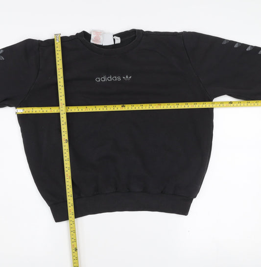 adidas Girls Black 13-14 Years Pullover Sweatshirt with Logo Detailing