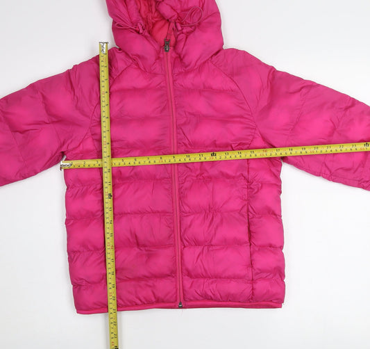 32 Degrees Girls Pink Hooded Puffer Jacket 9-10 Years Winter Coat Quilted