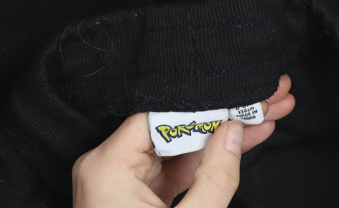 Pokémon Boys Black Jogger Sweatpants 9-10 Years Elastic Waist Tapered Fit