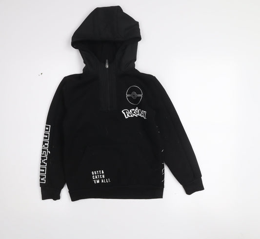 Pokémon Boys Black Charizard Half Zip Hoodie 8-9 Years 1/2 Zip Graphic Print