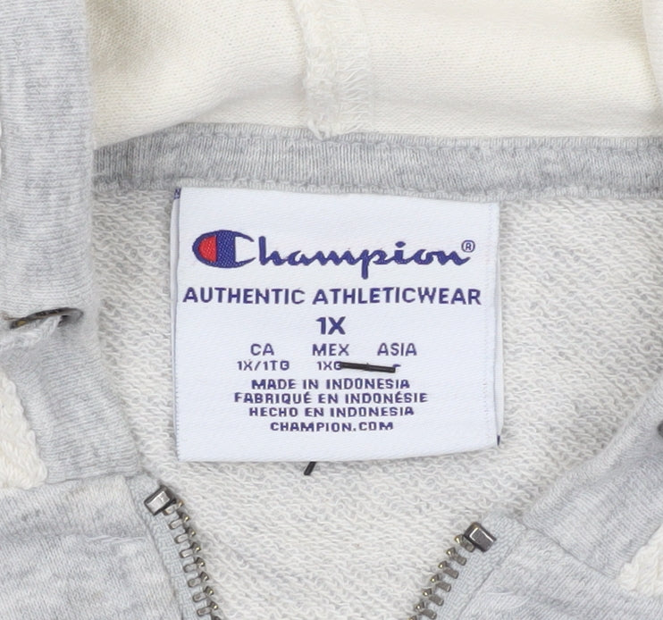 Champion Women’s Grey Full Zip Hoodie 1X Cotton Blend Athleticwear