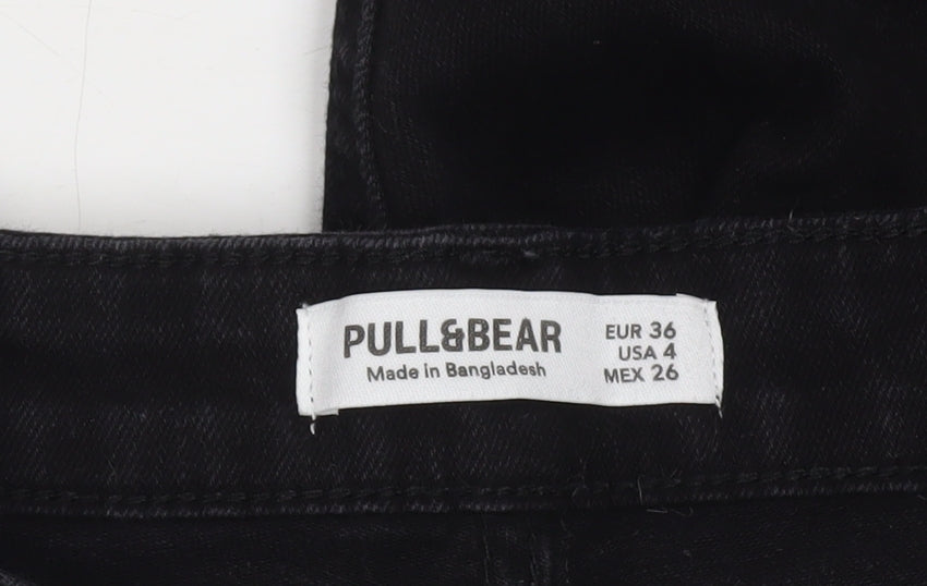 Pull&Bear Womens Black Skinny Slim Fit Mid Rise Stretch Jeans Size 8