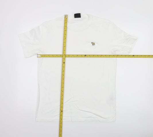 Paul Smith Men's White Cotton Zebra Embroidered T-Shirt Size M