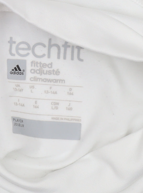 Adidas Boys White Techfit Climalite Long Sleeve Compression Top 13-14 Years