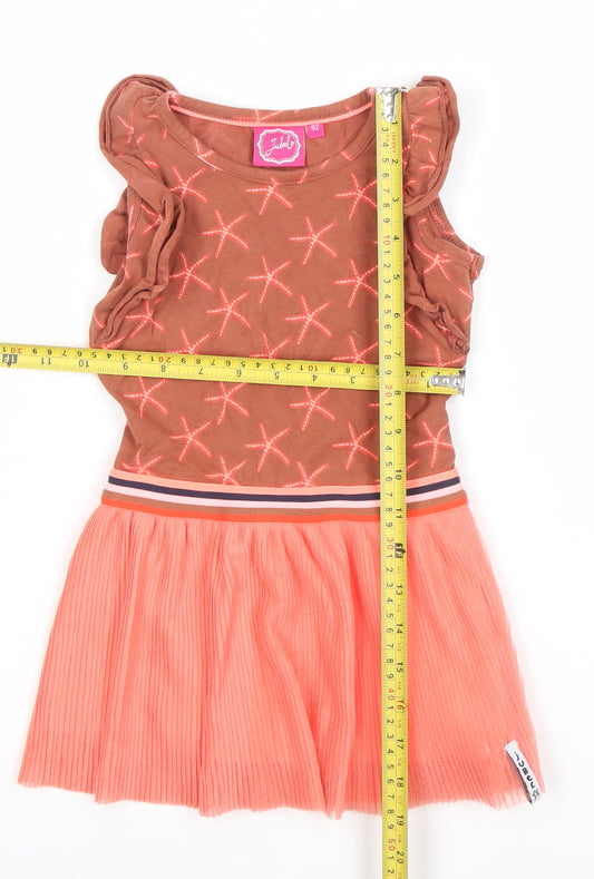 Jubel Girls Orange Starfish Skater Dress 2-3 Years Cotton Blend