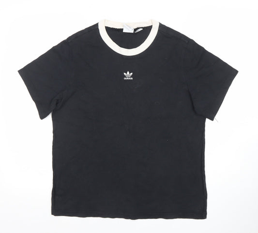 Womens UK Size 12 adidas Black Ringer T-Shirt