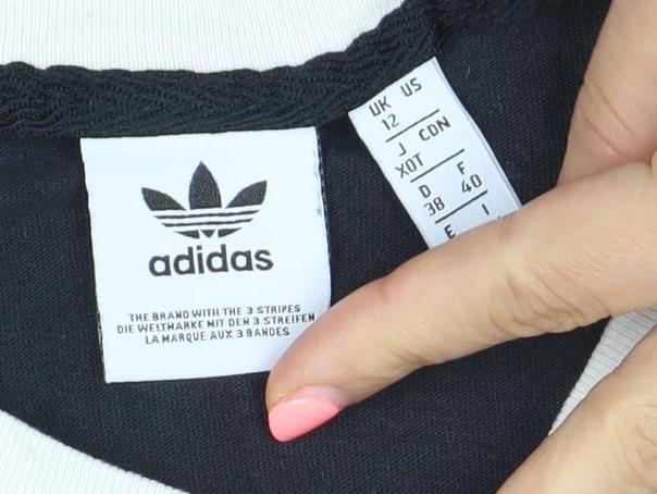 Womens UK Size 12 adidas Black Ringer T-Shirt