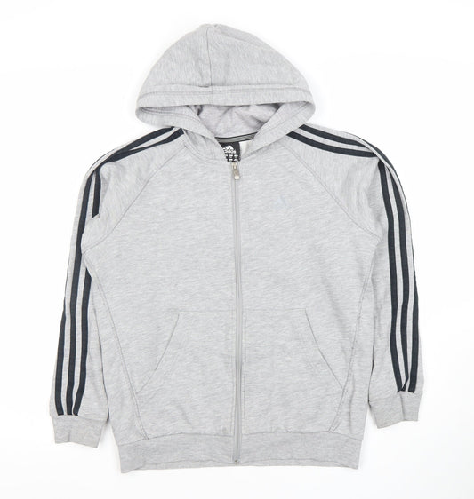 Boys UK Size 11-12 Years adidas Grey Full Zip Hoodie