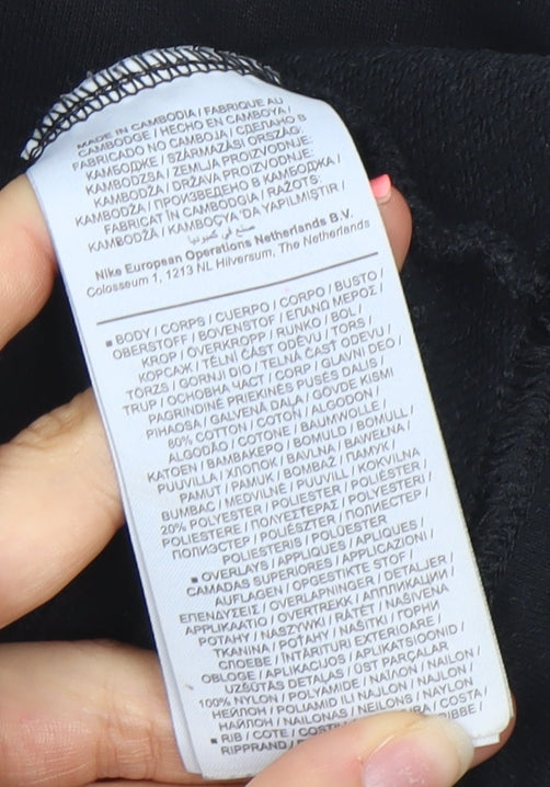 Nike Women's Black Cropped Pullover Sweatshirt S Colourblock Logo