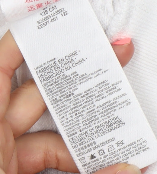 Levi's Girls White Pullover Hoodie 8 Years Fleece Logo Graphic Cotton Blend