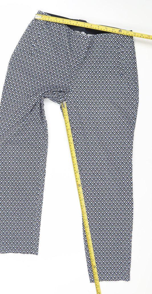 Dunnes Women’s Blue Geometric Stretch Jersey Trousers Size 12