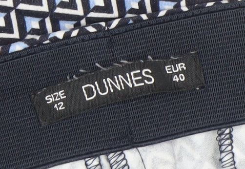 Dunnes Women’s Blue Geometric Stretch Jersey Trousers Size 12