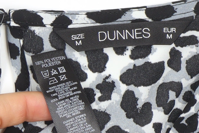 Dunnes Women’s Black Leopard Print Ruffle Sleeve Tunic Blouse Size M