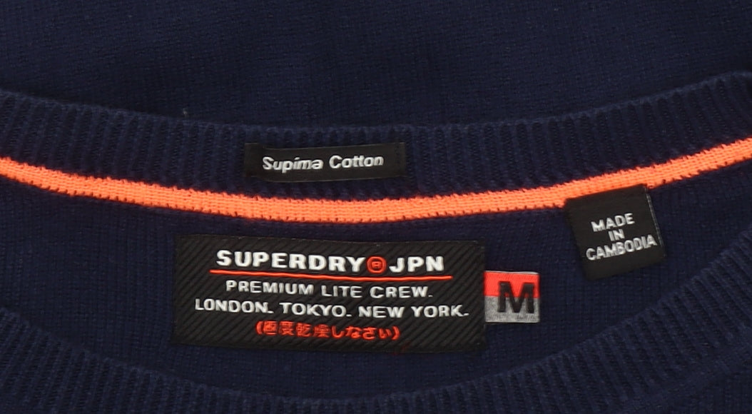 Superdry Men’s Blue Supima Cotton Crew Neck Jumper Size M