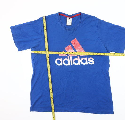 Adidas Men's Blue Short Sleeve Sports Logo T-Shirt Size M