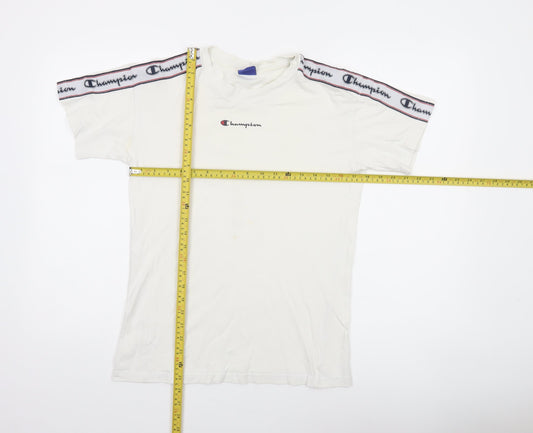 Champion Womens White XS Logo Tape Short Sleeve T-Shirt