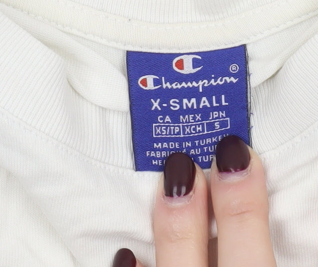 Champion Womens White XS Logo Tape Short Sleeve T-Shirt