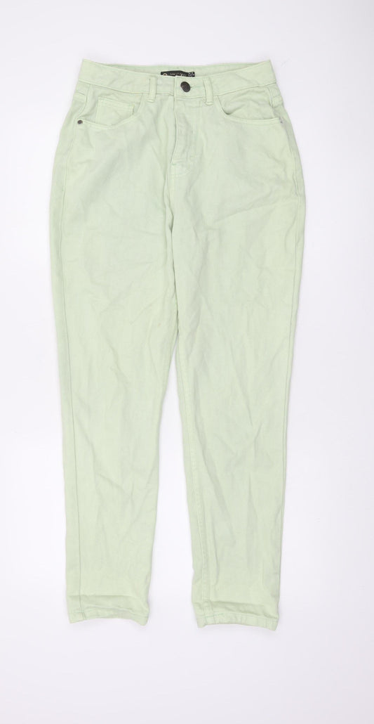 Additional front view of I Saw It First Women’s Green Mom Jeans, size UK 10, Cotton High Rise
