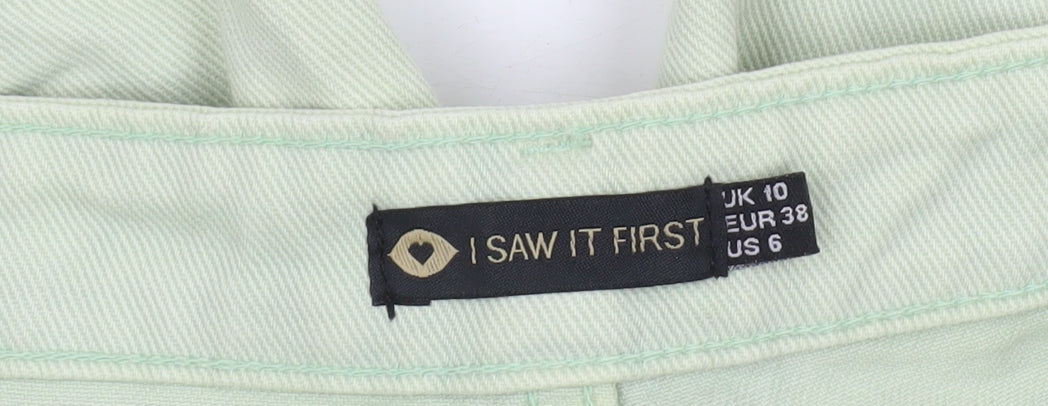 I Saw It First Women’s Green Mom Jeans Size 10 Cotton High Rise