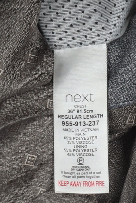 Next Men’s Grey 36 Blazer Jacket Regular Fit Classic Style