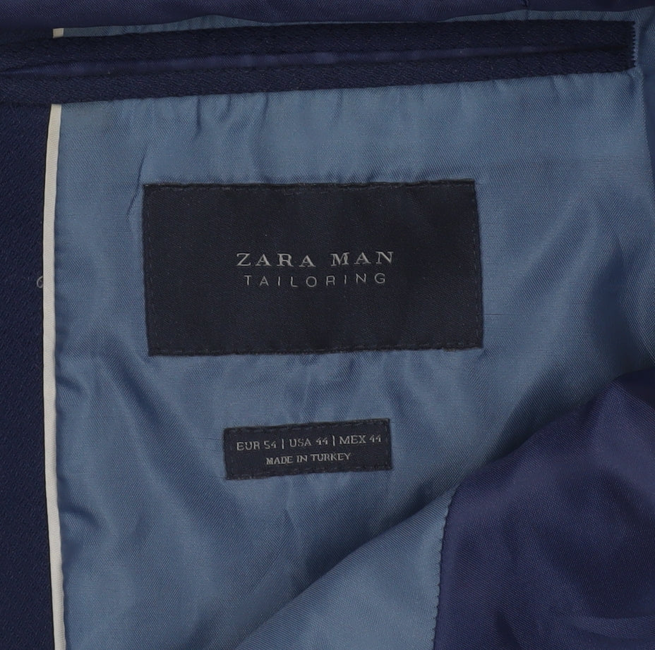 Mens UK Size 44 Zara Man Regular Blue Suit Jacket