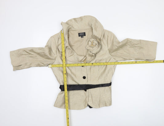 Adrianna Papell Women Beige Cropped Suit Jacket 10P Formal Lined