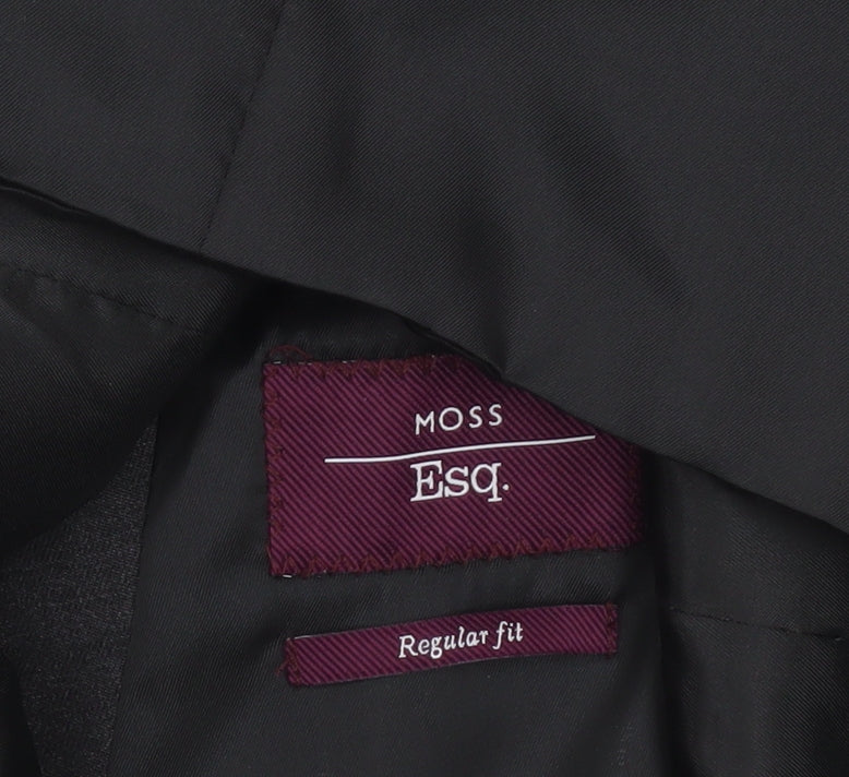 Moss Esq Mens Black Regular Fit Suit Waistcoat 40in Chest