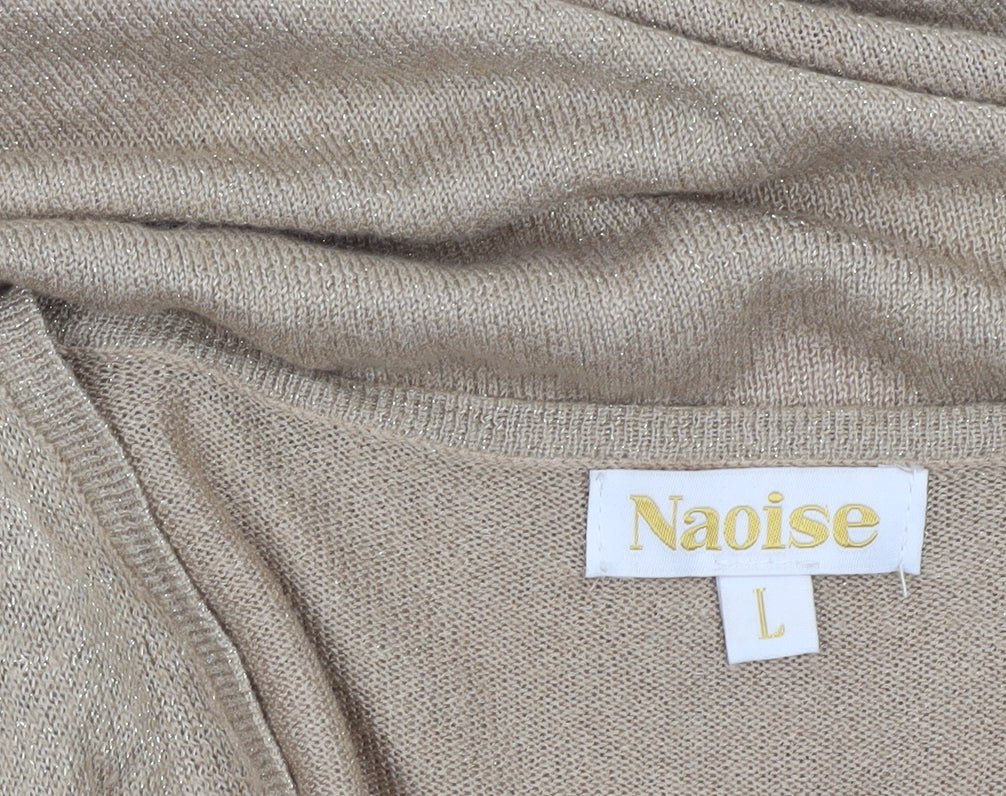 Naoise Women’s Beige V-Neck Striped Pullover Jumper Size L