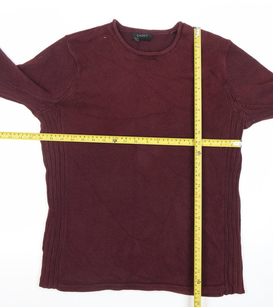 DKNY Men's Red Cotton Crew Neck Jumper Size S