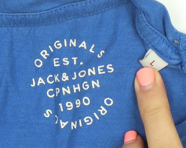 Jack & Jones Originals Blue Graphic Print Men's T-Shirt Size L