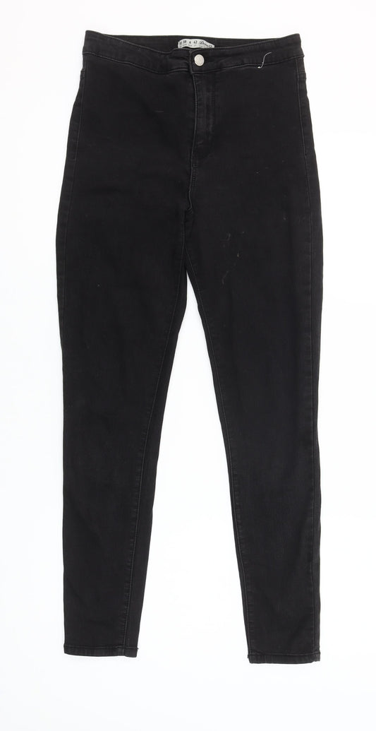 Additional front view of Denim Co. women’s black skinny high rise stretch jeans, size UK 10