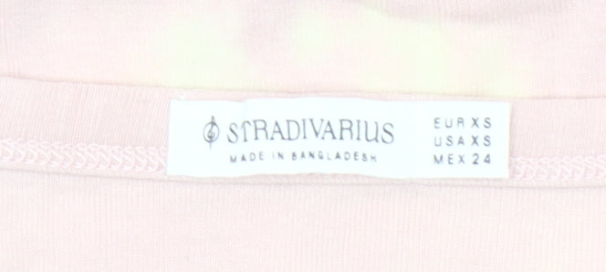 Stradivarius Women’s Pink Scoop Neck Short Sleeve Cotton T-Shirt XS
