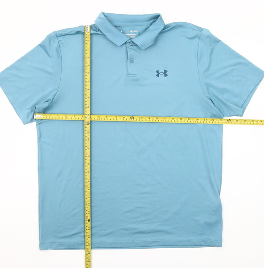 Under Armour Men's Blue Performance Polo Shirt Size L Moisture Wicking
