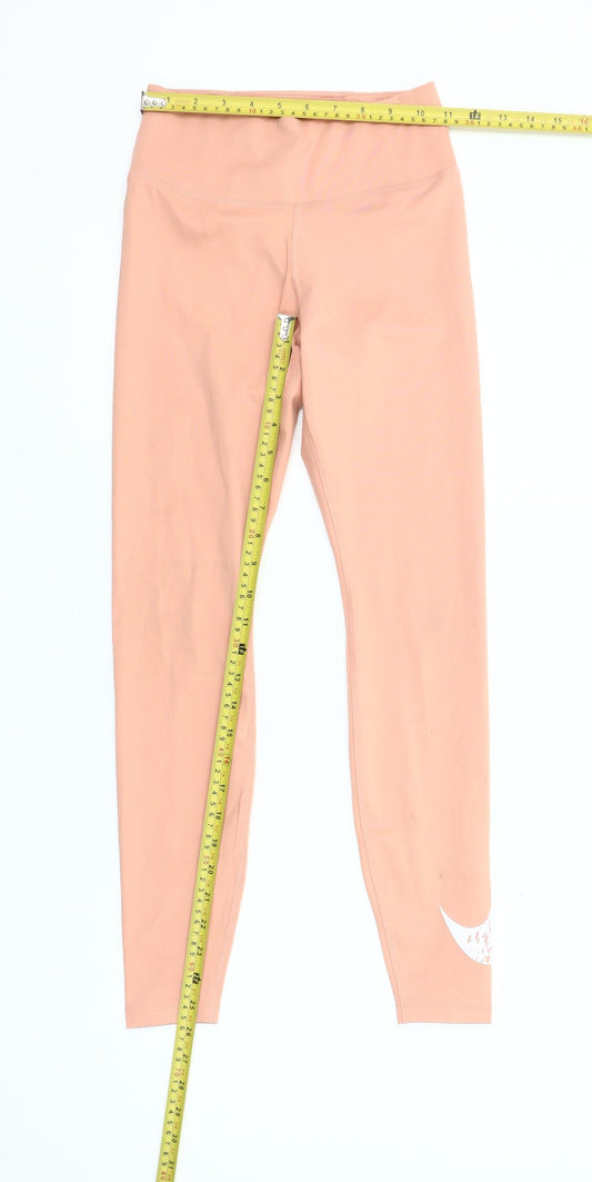 Nike Womens Peach Dri-FIT Leggings XS Slim Fit Activewear