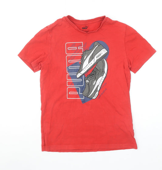 Boys UK Size 11-12 Years PUMA Red BasicJersey T-Shirt
