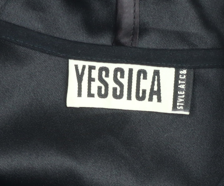 Yessica Womens Black Hooded Mid-Length Jacket UK 16