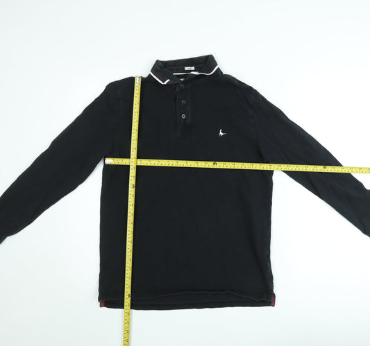 Jack Wills Men's Black Long Sleeve Polo Shirt Size M Cotton Classic Fit