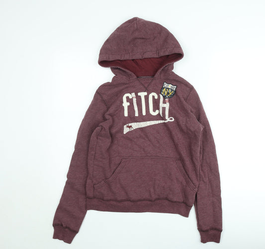 Additional front view of Abercrombie & Fitch Kids Burgundy Pullover Hoodie 15/16 Teens Casual