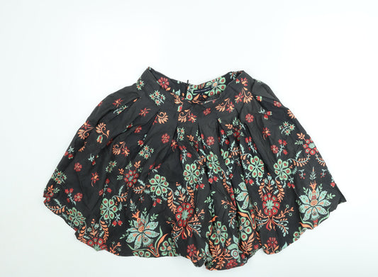 French Connection Women's Black Floral A-Line Short Skirt Size 8