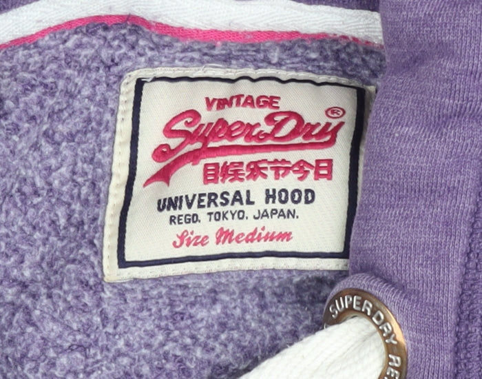 Superdry Womens Purple Pullover Hoodie Medium Cotton Blend