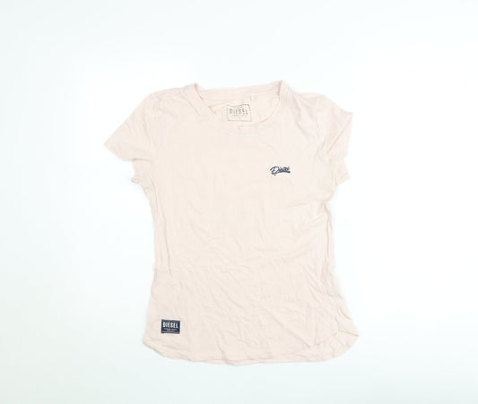 Womens UK Size S Diesel Pink Basic T-Shirt