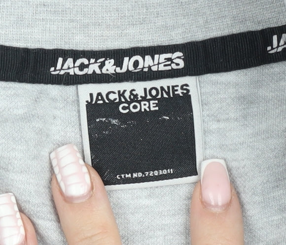 Mens UK Size L JACK & JONES Grey 1/2 Zip Sweatshirt