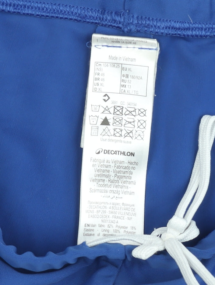 Decathlon Boys Blue XL Athletic Swim Shorts Elastic Waist Lightweight