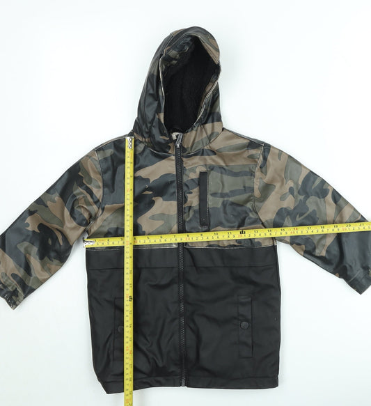 Firetrap Boys Green Camouflage Hooded Waterproof Rain Coat Jacket 3-4 Years